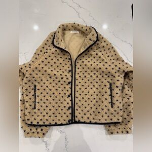 Buttermelon Tan & Navy Sherpa Jacket - Size S